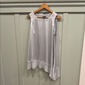 Eileen Fisher Silver Asymmetrical Silk Sleeveless Tank Top